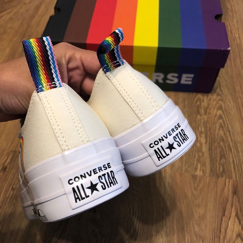 Converse all star chuck taylor low top rainbow print PLATFORM shoes sneakers new - Picture 2 of 7